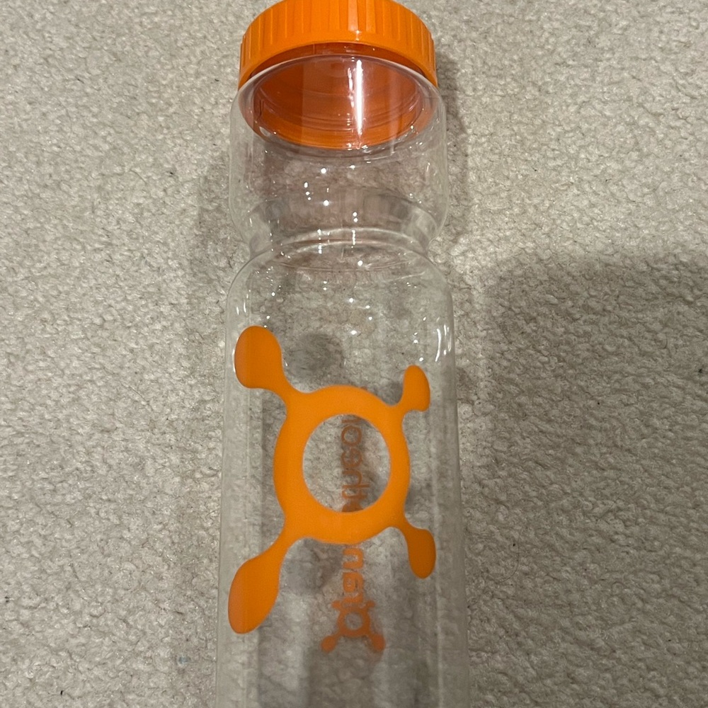 OTF Clear Water Bottle with Orange Logo and Cap